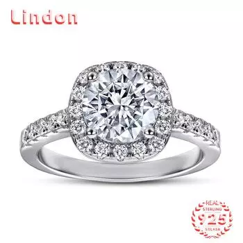 Классическое кольцо Lindon из стерлингового серебра 925 пробы с цирконом, женские ювелирные изделия, свадебный подарок для вечеринки 5 серебряный