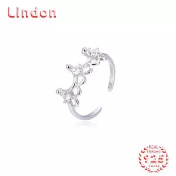 Классическое кольцо Lindon из стерлингового серебра 925 пробы с цирконом, женские ювелирные изделия, свадебный подарок для вечеринки серебряный