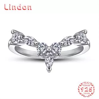 Классическое кольцо Lindon из стерлингового серебра 925 пробы с цирконом, женские ювелирные изделия, свадебный подарок для вечеринки 5 серебряный
