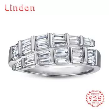 Классическое кольцо Lindon из стерлингового серебра 925 пробы с цирконом, женские ювелирные изделия, свадебный подарок для вечеринки 5 серебряный
