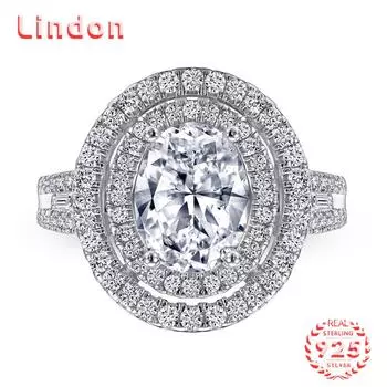 Классическое кольцо Lindon из стерлингового серебра 925 пробы с цирконом, женские ювелирные изделия, свадебный подарок для вечеринки 5 серебряный