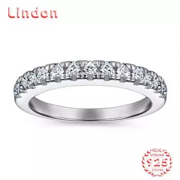 Классическое кольцо Lindon из стерлингового серебра 925 пробы с цирконом, женские украшения, свадебное обещание, подарок для вечеринки 5 серебряный