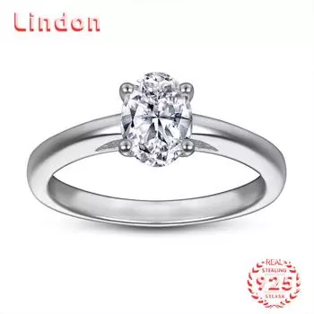 Классическое кольцо Lindon из стерлингового серебра 925 пробы с цирконом, женские украшения, свадебное обещание, подарок для вечеринки 5 серебряный