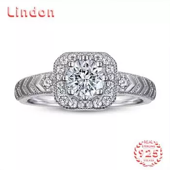 Классическое кольцо Lindon из стерлингового серебра 925 пробы с цирконом, женские ювелирные изделия, свадебный подарок для вечеринки 5 серебряный