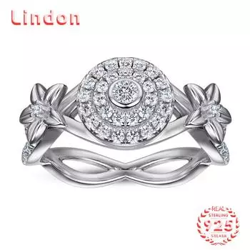 Классическое кольцо Lindon из стерлингового серебра 925 пробы с цирконом, женские украшения, свадебное обещание, подарок для вечеринки 5 серебряный