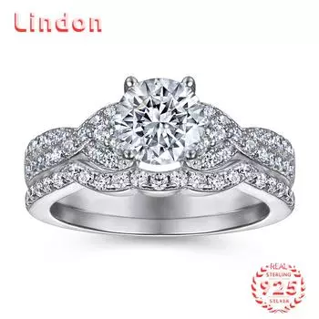 Классическое кольцо Lindon из стерлингового серебра 925 пробы с цирконом, женские ювелирные изделия, свадебный подарок для вечеринки 5 серебряный