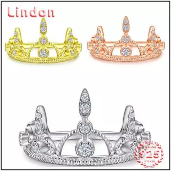 Классическое кольцо Lindon из стерлингового серебра 925 пробы с цирконом, женские украшения, свадебное обещание, подарок для вечеринки 5 серебряный