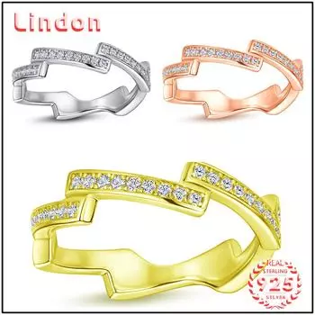 Классическое кольцо Lindon из стерлингового серебра 925 пробы с цирконом, женские украшения, свадебное обещание, подарок для вечеринки 5 серебряный