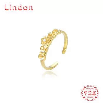 Классическое кольцо Lindon из стерлингового серебра 925 пробы с цирконом, женские ювелирные изделия, свадебный подарок для вечеринки золотой