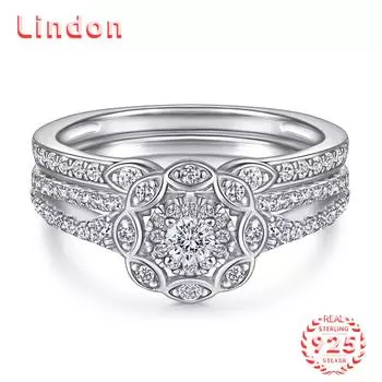 Классическое кольцо Lindon из стерлингового серебра 925 пробы с цирконом, женские ювелирные изделия, свадебный подарок для вечеринки 5 серебряный