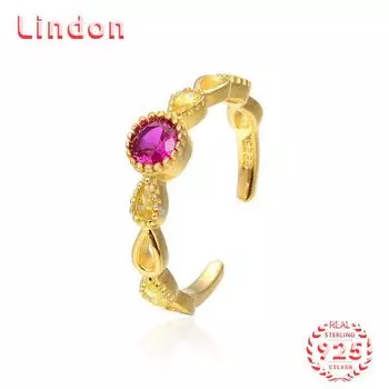 Классическое кольцо Lindon из стерлингового серебра 925 пробы с цирконом, женские ювелирные изделия, свадебный подарок для вечеринки золотой