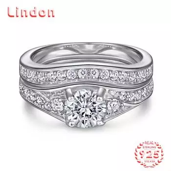 Классическое кольцо Lindon из стерлингового серебра 925 пробы с цирконом, женские ювелирные изделия, свадебный подарок для вечеринки 5 серебряный