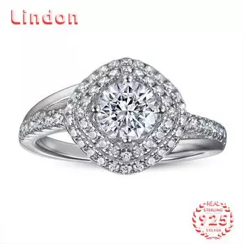 Классическое кольцо Lindon из стерлингового серебра 925 пробы с цирконом, женские украшения, свадебное обещание, подарок для вечеринки 5 серебряный
