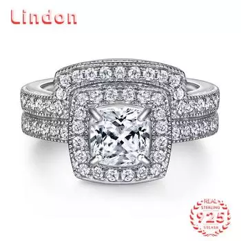 Классическое кольцо Lindon из стерлингового серебра 925 пробы с цирконом, женские ювелирные изделия, свадебный подарок для вечеринки 5 серебряный