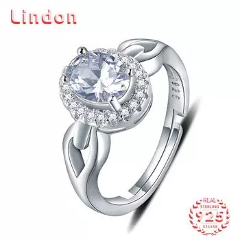 Классическое кольцо Lindon из стерлингового серебра 925 пробы с цирконом, женские ювелирные изделия, свадебный подарок для вечеринки серебряный
