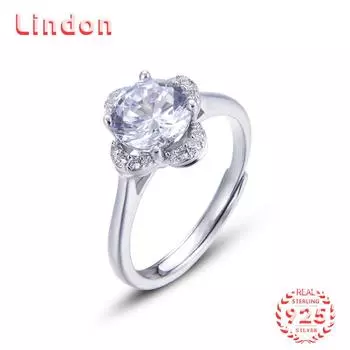 Классическое кольцо Lindon из стерлингового серебра 925 пробы с цирконом, женские ювелирные изделия, свадебный подарок для вечеринки серебряный