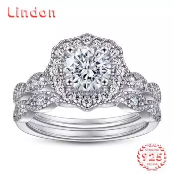 Классическое кольцо Lindon из стерлингового серебра 925 пробы с цирконом, женские ювелирные изделия, свадебный подарок для вечеринки 5 серебряный