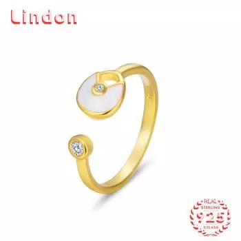 Классическое кольцо Lindon из стерлингового серебра 925 пробы с цирконом, женские ювелирные изделия, свадебный подарок для вечеринки золотой