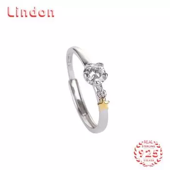 Классическое кольцо Lindon из стерлингового серебра 925 пробы с цирконом, женские ювелирные изделия, свадебный подарок для вечеринки серебряный