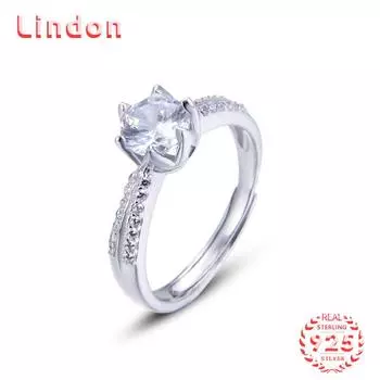 Классическое кольцо Lindon из стерлингового серебра 925 пробы с цирконом, женские ювелирные изделия, свадебный подарок для вечеринки серебряный