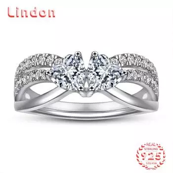 Классическое кольцо Lindon из стерлингового серебра 925 пробы с цирконом, женские ювелирные изделия, свадебный подарок для вечеринки 5 серебряный