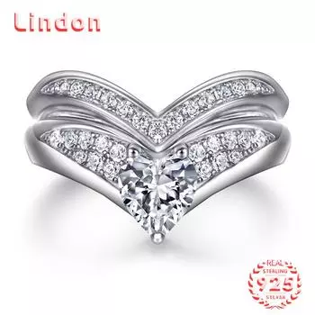 Классическое кольцо Lindon из стерлингового серебра 925 пробы с цирконом, женские ювелирные изделия, свадебный подарок для вечеринки 5 серебряный