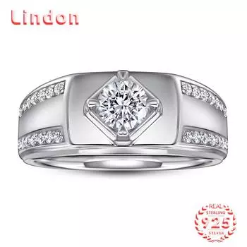 Классическое кольцо Lindon из стерлингового серебра 925 пробы с цирконом, ювелирные изделия для джентльменов, свадебное обещание, подарок для вечеринки 8 серебряный