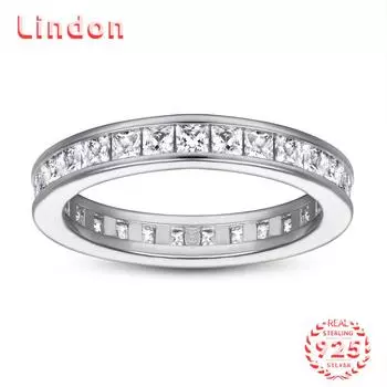 Классическое кольцо Lindon из стерлингового серебра 925 пробы с цирконом, женские украшения, свадебное обещание, подарок для вечеринки 5 серебряный