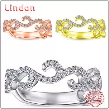 Классическое кольцо Lindon из стерлингового серебра 925 пробы с цирконом, женские украшения, свадебное обещание, подарок для вечеринки 5 серебряный