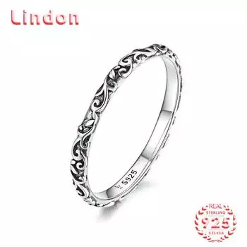 Классическое кольцо Lindon из стерлингового серебра 925 пробы с цирконом, женские ювелирные изделия, свадебный подарок для вечеринки 6 серебряный