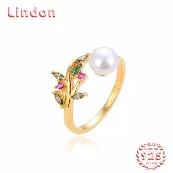 Классическое кольцо Lindon из стерлингового серебра 925 пробы с цирконом, женские ювелирные изделия, свадебный подарок для вечеринки золотой