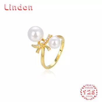 Классическое кольцо Lindon из стерлингового серебра 925 пробы с цирконом, женские ювелирные изделия, свадебный подарок для вечеринки золотой