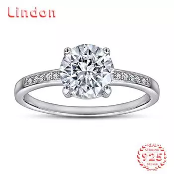 Классическое кольцо Lindon из стерлингового серебра 925 пробы с цирконом, женские ювелирные изделия, свадебный подарок для вечеринки 5 серебряный