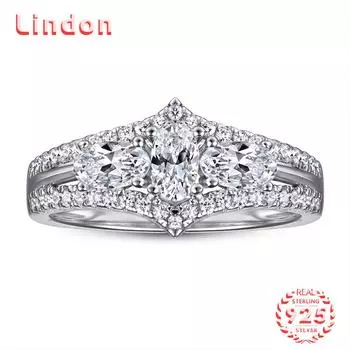 Классическое кольцо Lindon из стерлингового серебра 925 пробы с цирконом, женские ювелирные изделия, свадебный подарок для вечеринки 5 серебряный