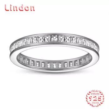 Классическое кольцо Lindon из стерлингового серебра 925 пробы с цирконом, женские украшения, свадебное обещание, подарок для вечеринки 5 серебряный