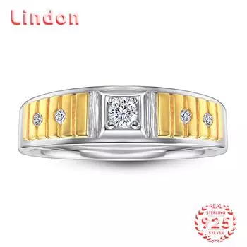 Классическое кольцо Lindon из стерлингового серебра 925 пробы с цирконом, ювелирные изделия для джентльменов, свадебное обещание, подарок для вечеринки 8 серебряный