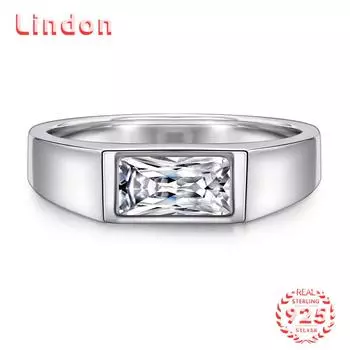 Классическое кольцо Lindon из стерлингового серебра 925 пробы с цирконом, ювелирные изделия для джентльменов, свадебное обещание, подарок для вечеринки 8 серебряный