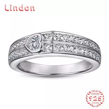 Классическое кольцо Lindon из стерлингового серебра 925 пробы с цирконом, женские ювелирные изделия, свадебный подарок для вечеринки 5 серебряный