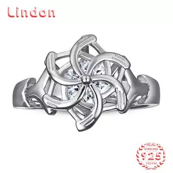 Классическое кольцо Lindon из стерлингового серебра 925 пробы с цирконом, женские ювелирные изделия, свадебный подарок для вечеринки 5 серебряный