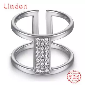 Классическое кольцо Lindon из стерлингового серебра 925 пробы с цирконом, женские украшения, свадебное обещание, подарок для вечеринки 5 серебряный