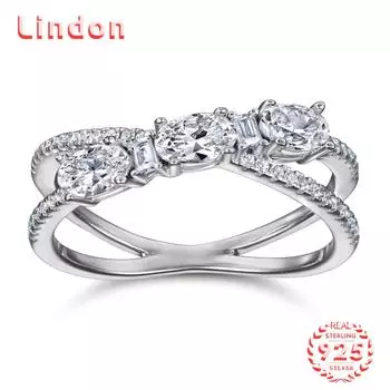 Классическое кольцо Lindon из стерлингового серебра 925 пробы с цирконом, женские ювелирные изделия, свадебный подарок для вечеринки 5 серебряный