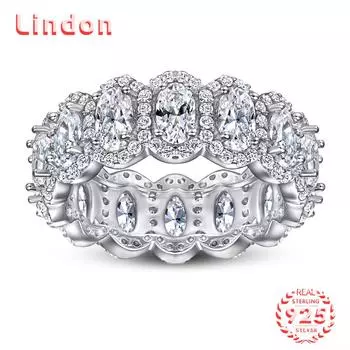 Классическое кольцо Lindon из стерлингового серебра 925 пробы с цирконом, женские ювелирные изделия, свадебный подарок для вечеринки 5 серебряный