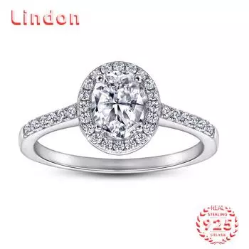 Классическое кольцо Lindon из стерлингового серебра 925 пробы с цирконом, женские ювелирные изделия, свадебный подарок для вечеринки 5 серебряный