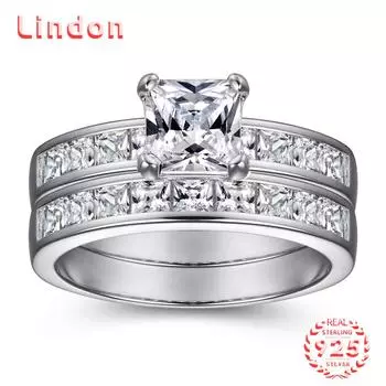 Классическое кольцо Lindon из стерлингового серебра 925 пробы с цирконом, женские ювелирные изделия, свадебный подарок для вечеринки 5 серебряный