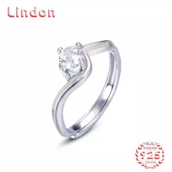 Классическое кольцо Lindon из стерлингового серебра 925 пробы с цирконом, женские ювелирные изделия, свадебный подарок для вечеринки серебряный