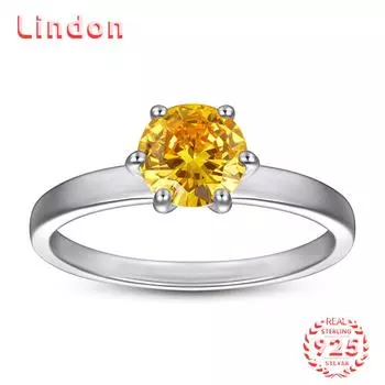 Классическое кольцо Lindon из стерлингового серебра 925 пробы с цирконом, женские украшения, свадебное обещание, подарок для вечеринки 5 серебряный