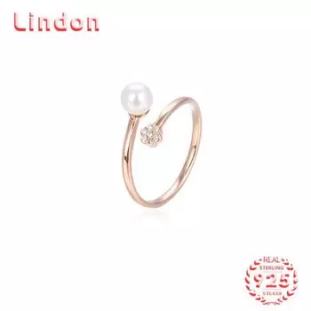 Классическое кольцо Lindon из стерлингового серебра 925 пробы с цирконом, женские ювелирные изделия, свадебный подарок для вечеринки розового золота
