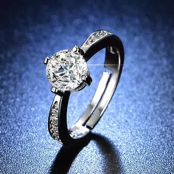 Классическое кольцо Love с четырьмя когтями и бриллиантом в один карат, женское обручальное кольцо с имитацией бриллианта моцарелла, покрытое платиной opening adjustable