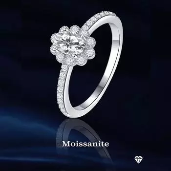 Классическое кольцо на годовщину с муассанитом, изящные обручальные кольца, модное элегантное ослепительное цветочное кольцо для женщин 5 белый
