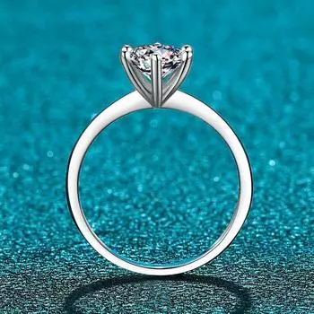 Классическое кольцо с шестью когтями, трендовое кольцо с одним бриллиантом, прямое, закрытое кольцо с бриллиантом, серебро S925, звездное кольцо с бриллиантом No. 5